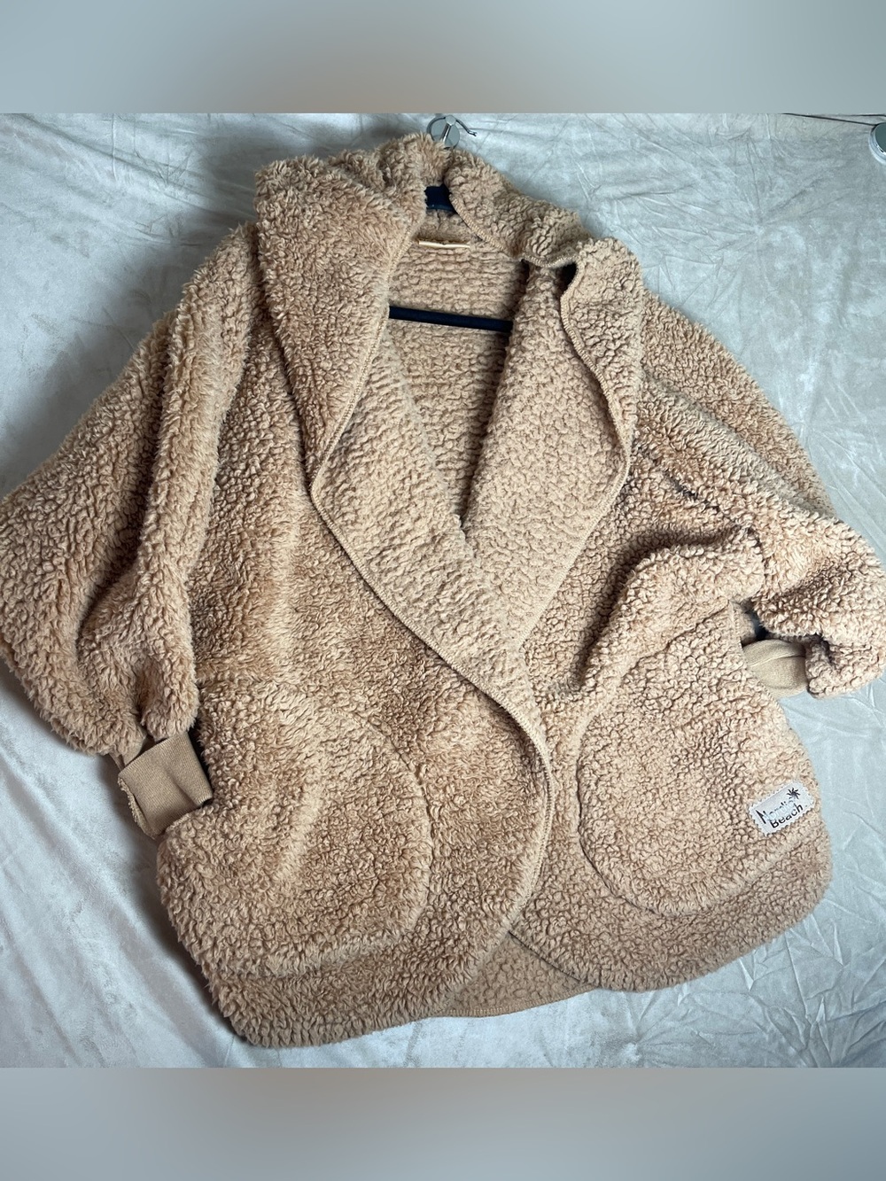 Nordic Beach Sherpa Wrap Cardigan tan one size